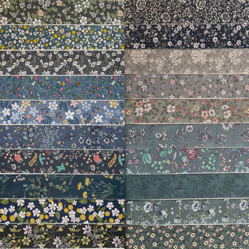 LENAILIN Jelly Roll Fabric - 20 Assorted Floral Prints  100% Cotton Quilting Fabric  40 Pre-Cut Strips (2.5 x 44 Inch) for Quilting  Sewing  and DIY Projects -Peaceful Winter - Image 4